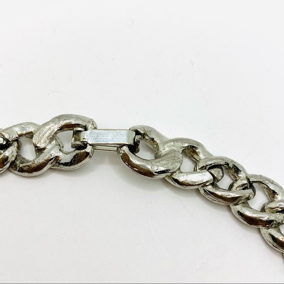Necklace Vintage Silver Tone Collar 16.5” Chunky Statement - Picture 10 of 12